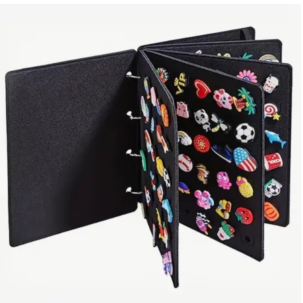 Shoe Charm Organizer Binder, Black Collector’s Display Book Crocs Jibbitz Charms